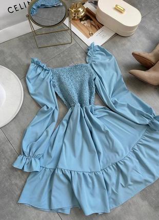 Женское платье голубого цвета s m l xl