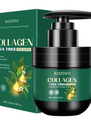 Rozino collagen + tea tree 100 мл крем для рук та тіла колаген чайне дерево поживний пом'якшувальний