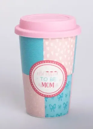 Стакан керамічний 420 мл із силіконовою кришкою, blessed to be mom