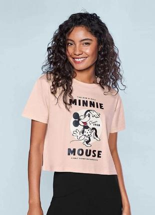 Футболка женская оверсайз укороченная disney с принтом minnie mouse минни маус