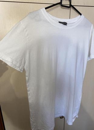 Футболка хлопковая с горлом трикотажная оверсайз удлиненная белая primark