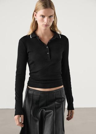 Massimo dutti кофта поло футболка черная белая массomo зара лонгслив кашемир
