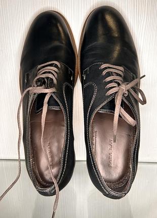 Zara formal lace ups шкіряні чорні туфлі для чоловіків 27см2 фото