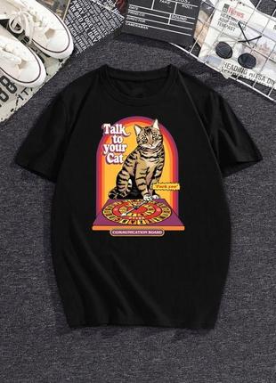 Футболка овер черная cat