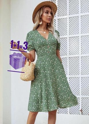 Платье миди в цветочный принт shein m