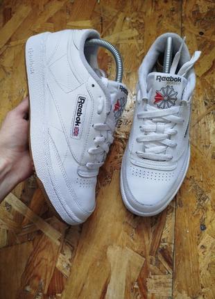 Демисезонные кожаные кроссовки reebok classic club c 85 gum gy7151