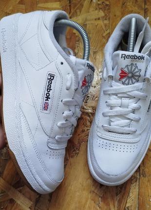 Демисезонные кожаные кроссовки reebok classic club c 85 gum gy7151