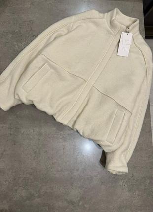 Бомбер zara з вовни оверсайз пальто куртка шерсть
