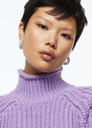 Лиловый свитер с рукавами реглан h&m укороченный сиреневый свитер крупная вязка сиреневого цвета 2