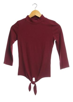 Bershka женский бордовый гольф, трендовая водолазка, лонгслив в рубчик, размер s/m/l2 фото