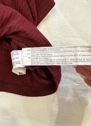 Bershka женский бордовый гольф, трендовая водолазка, лонгслив в рубчик, размер s/m/l8 фото