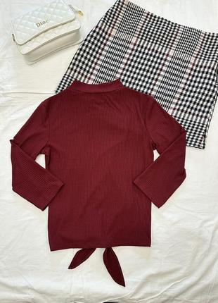 Bershka женский бордовый гольф, трендовая водолазка, лонгслив в рубчик, размер s/m/l9 фото