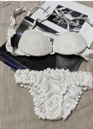 Calzedonia крутой белый раздельный купальник качественного бренда (италия)