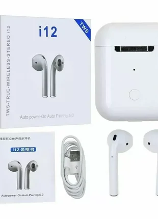 Бездротові сенсорні навушники bluetooth i12-tws