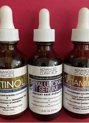 Сироватка для обличчя ретинол вітамін c advanced clinicals антивікова зволожуюча відбілююча