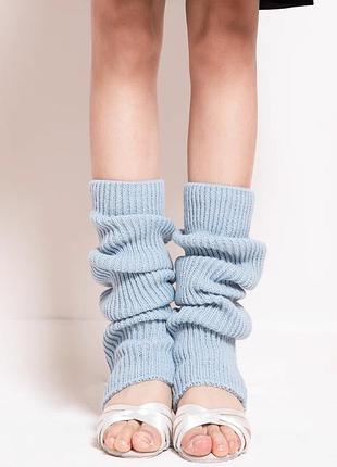 Гетры голубые на бальные танцы 5303 в рубчик без пяток и носков гольфы танцевальные чулки
