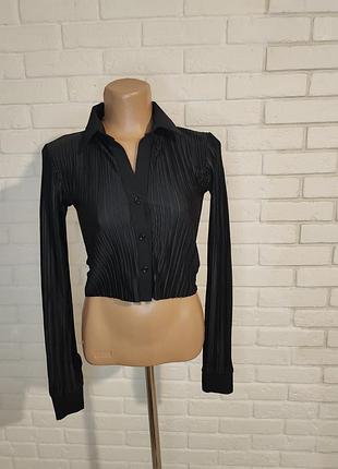 Черная укороченная рубашка, misguided, xxs-s.