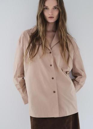 Поплінова сорочка оверсайз zara