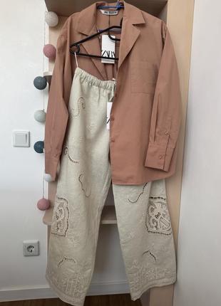 Поплінова сорочка оверсайз zara