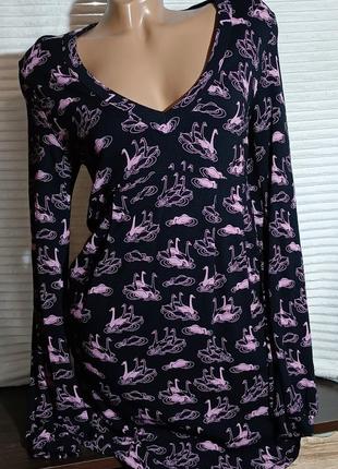 Сукня nanso міні чорна з рожевими лебедями, плаття коротке демісезон, весняне плаття, неформальний стиль