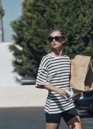 Футболка в полоску удлиненная