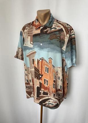 H&m теніска сорочка принт венеція італія вдома канали яскравий принт візерунок ліоцел
