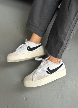 Nike blazer platform жіночі стильні кеди висока платформа білі весна літо женские ккды кроссовки высокая подошва белые демисезон блейзер найк
