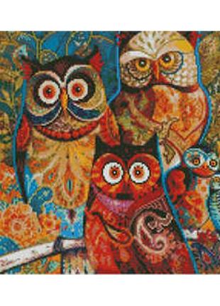 Алмазна мозаїка сім'я совушок l-343