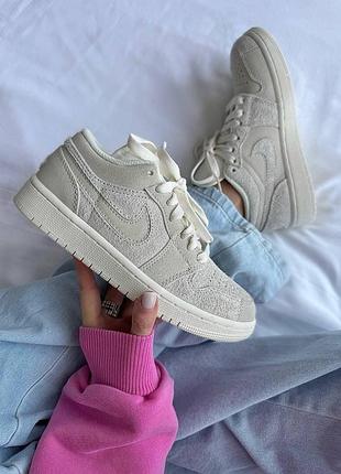 Кроссовки nike air jordan 1 low craft beige / grey premium