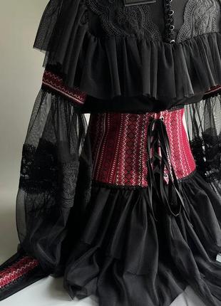 Плаття-вишиванка жіноче міні коротке, ошатне, на корпоратив, на свято, чорне