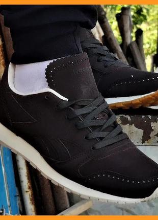 Чоловічі кросівки reebok classic коричневі рибок нубук (розміри: 41,42,43,44,45)