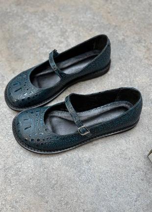 Нереальні балетки мері джейк в крокодилі ексклюзив