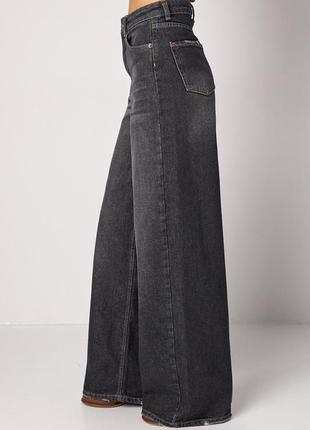 Джинсы женские wide leg с высокой талией графитовые джинсы вайд легк