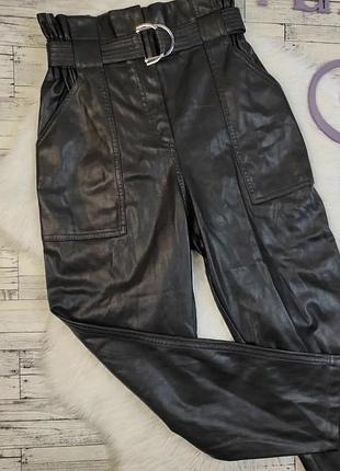 Штани з еко шкіри на високий посадці шкіряні брюки жіночі