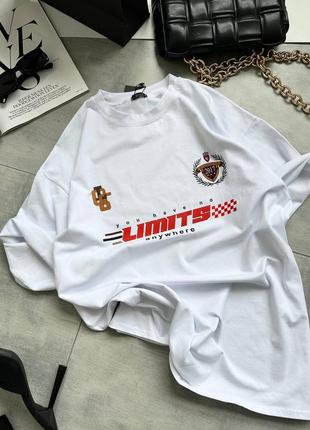 Трендовая качественная оверсайз футболка с принтом и надписью limits