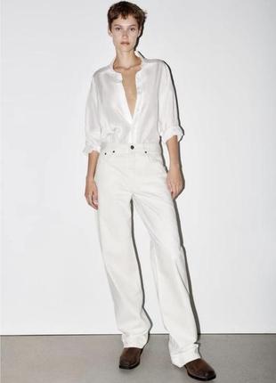 Джинси zara, рівні джинси zara, білі рівні джинси zara,  zw collection full length jeans