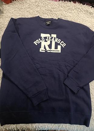 Оригинальный стильный свитер, свитшот, джемпер, кофта ralph lauren polo jeans co., с большим лого, свежие коллекции