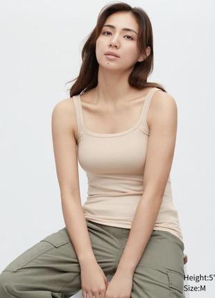 Топ без рукавов в рубчик (шелковая смесь) uniqlo
