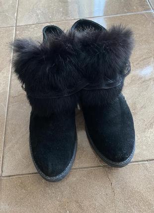 Ботинки с мехом кролика натуральная замша