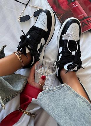 Кроссовки a bathing ape bape sta sk8 leather black white