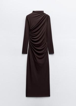 Шоколадное платье макси zara new collection2 фото