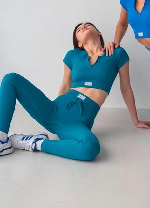 Спортивний костюм лосини та топ в рубчик для спорту bako brand