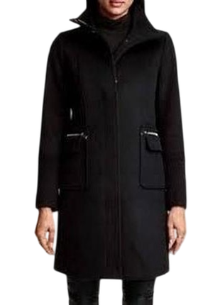 H&m женское черное пальто из шерстяной смеси