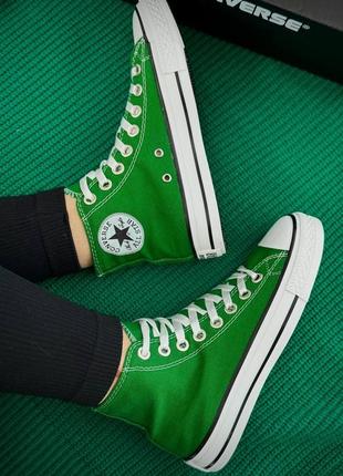 Зелені кеди конверс олл стар жіночі converse all star високі