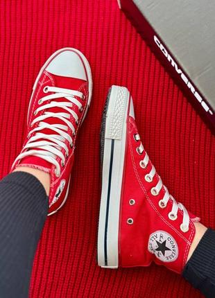 Червоні конверс олл стар високі жіночі converse all star кеди наложка