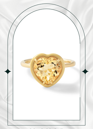 Серебряная кольца "желтое сердце в позолоте"