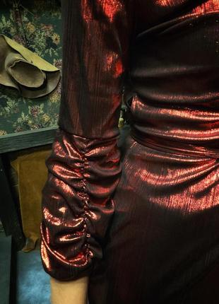 Платье на запах из жатой ткани с люрексом shein мини короткое асимметричное пояс6 фото