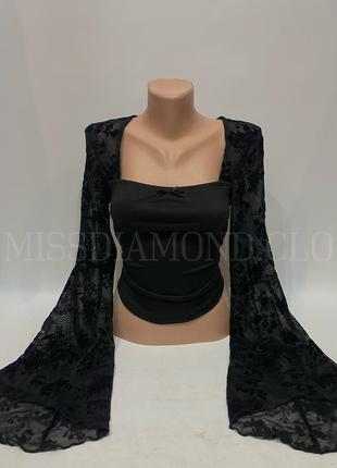 Готична блуза топ з рукавами кльош