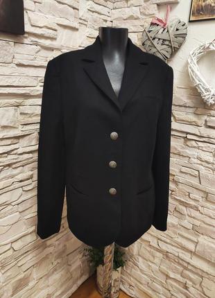 Качественный винтажный классический черный шерстяной пиджак virgin wool peter hahn2 фото