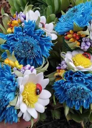 Ромашка та волошка на резиночці або заколочці